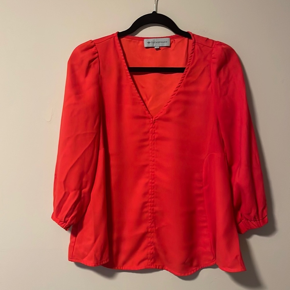 Tuckernuck Poppy Red Hollis Blouse size small